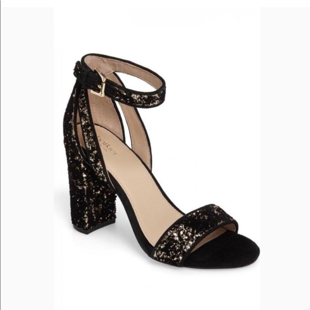 Botkier Black and Gold Glitter Heels